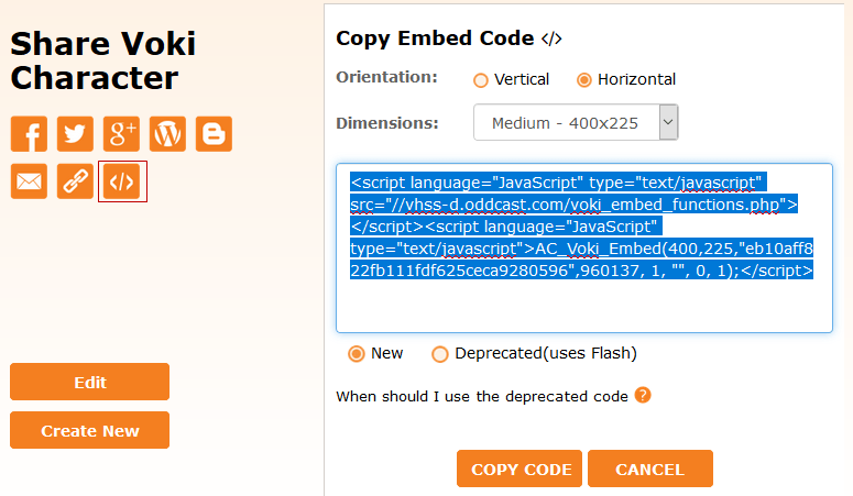 Copy embed code