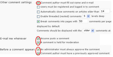 Image of comment moderation setting