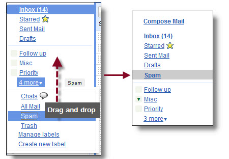 Drag and dropping your spam folder