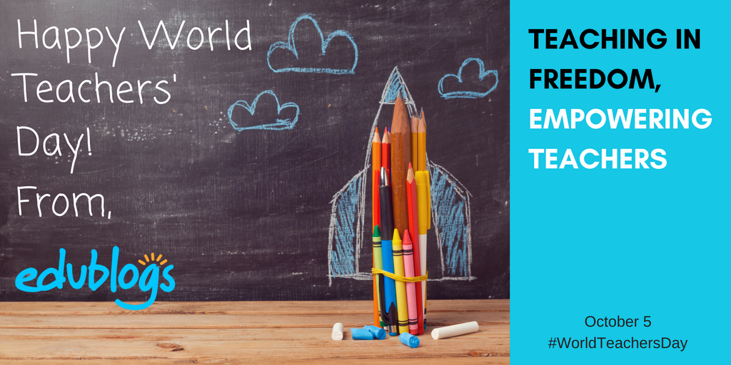 Happy World Teachers' Day on chalkboard