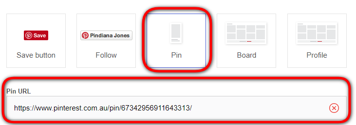 Select Pin and the paste in URL