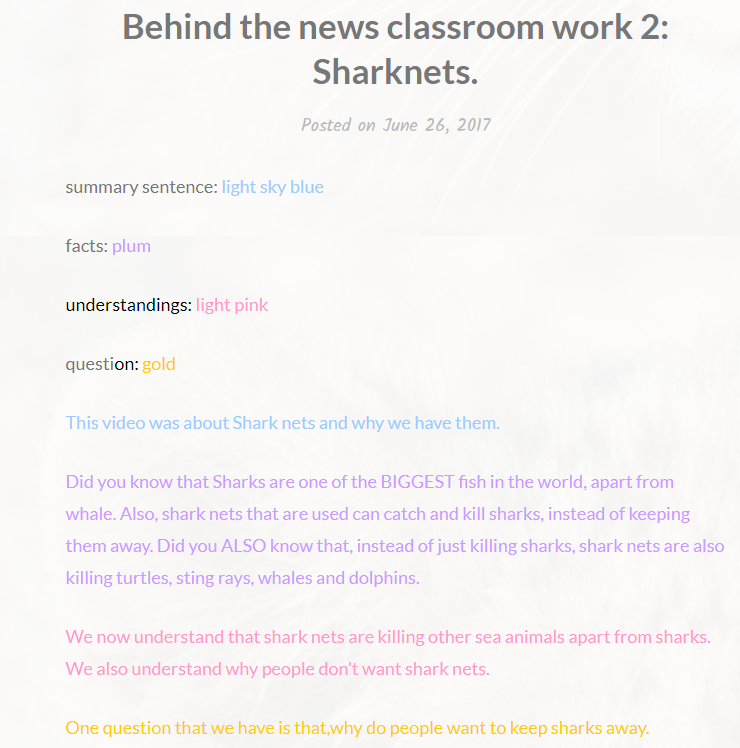 A student responds to a new story with questions and reflections