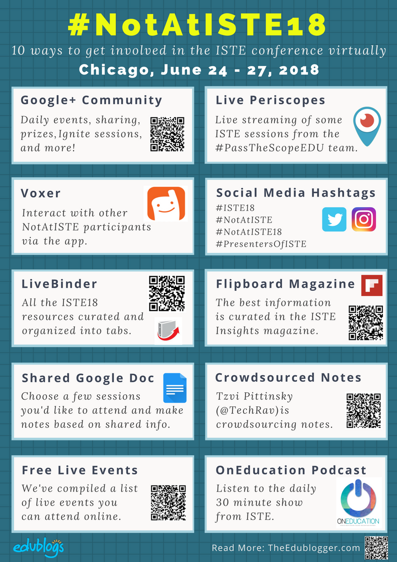 10 Ways To Participate in NotAtISTE18 | Edublogs | PDF overview of getting involved in the world's biggest edtech conference virtually