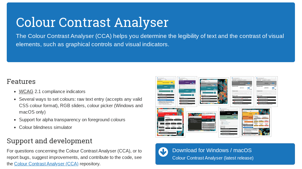 Screenshot of Color Contrast Editor website