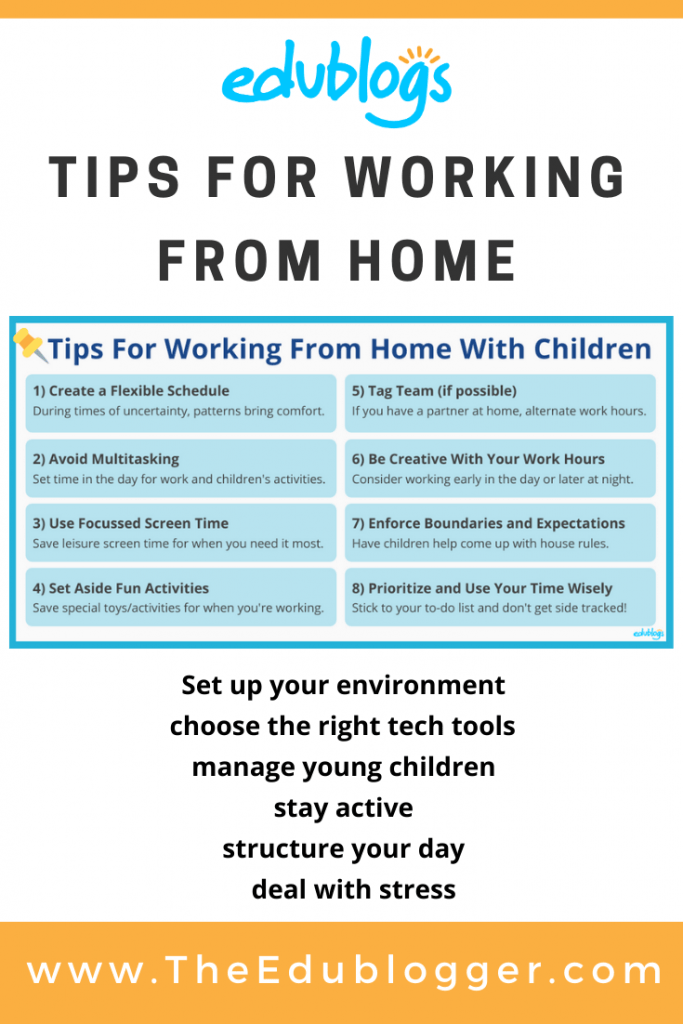 Our top tips for teachers working at home will help you set up your environment, choose the right tech tools, manage young children, stay active, structure your day, and deal with stress. 